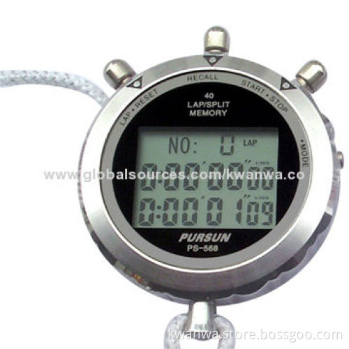 Shenzhen 2014 Latest Digital Metal Stopwatch with Metal Outer Covering, 40 Districts and Partition